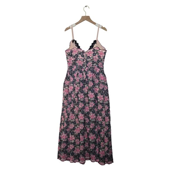 ASOS Dress Size 10 Floral Lace Midi Pink Spaghetti Straps V-Neck - Picture 5 of 7